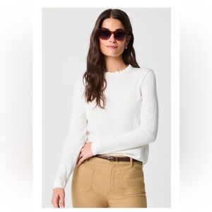 J.Crew Women’s Pullover Top Cotton
Cream Off-White Ruffled Crew Neck Medium